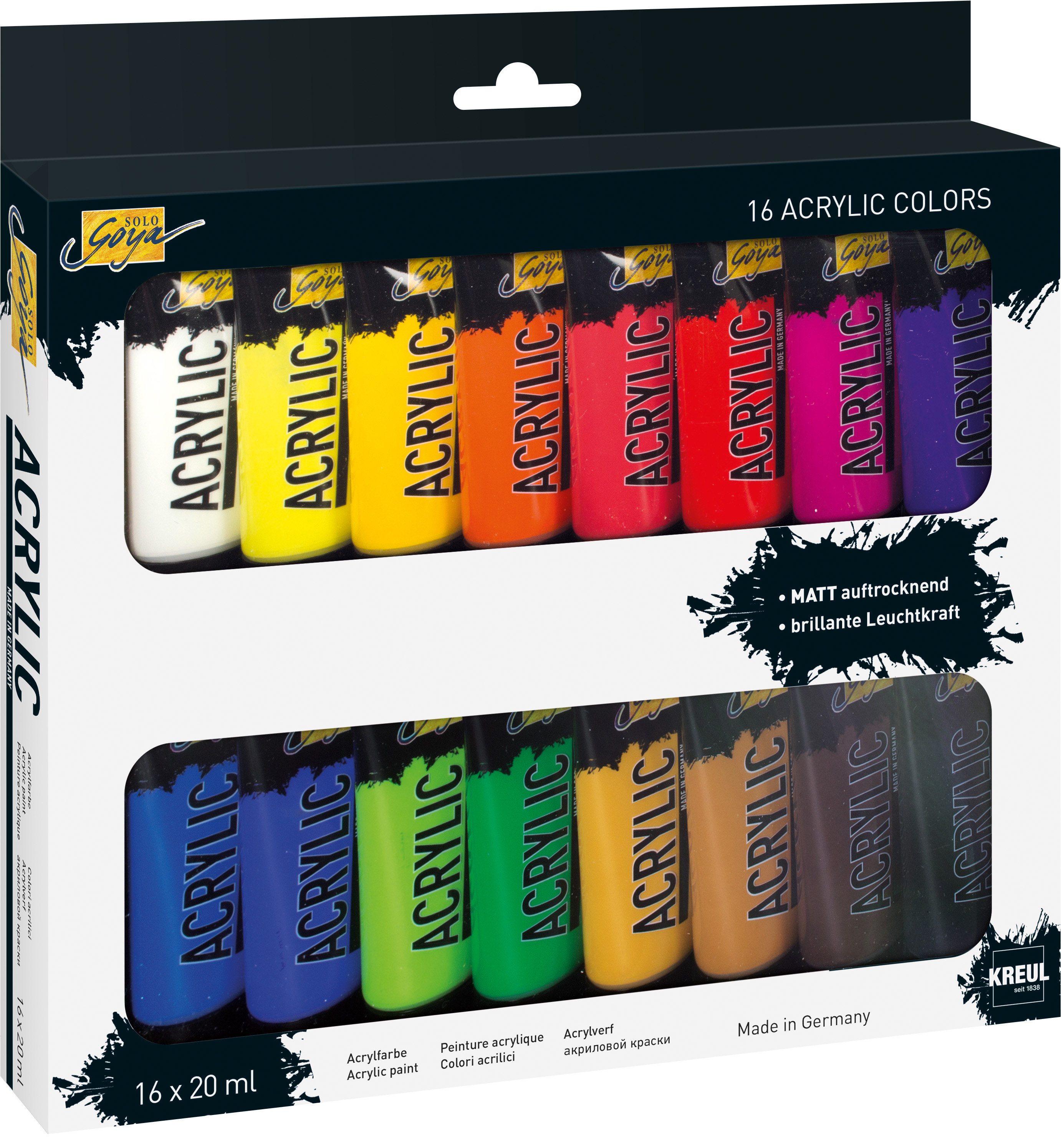 KREUL Solo Goya Set 32 Colori Acrilici Da 20 Ml - Vernici Opache, Brillanti, Made In Germany