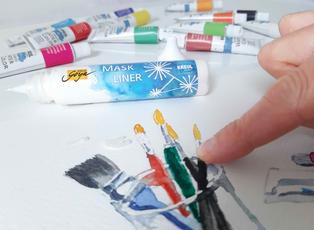 SOLO GOYA Mask Liner Rubbelkrepp Maskierung Gummierung KREUL Maskierflüssigkeit Aquarell Rubbeln