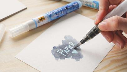 Watercolorart Handlettering SOLO GOYA Masking Marker Maskier Stift Schreiben und Malen mit SOLO GOYA Masking Marker Rubbelkrepp Stift