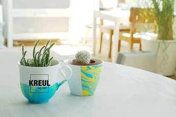 Upcycling Idee für Pflanzen mit KREUL Magic Marble 